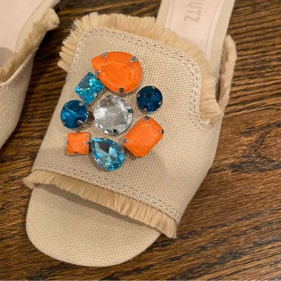 Schutz Embellished Natural Sandals - Picture 4 of 6